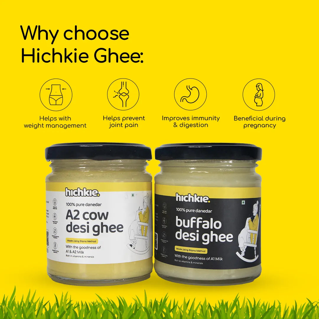 Pack of 2 | 180ml | A2 Cow Desi Ghee | Buffalo Ghee | Bilona Method | Lab Tested.