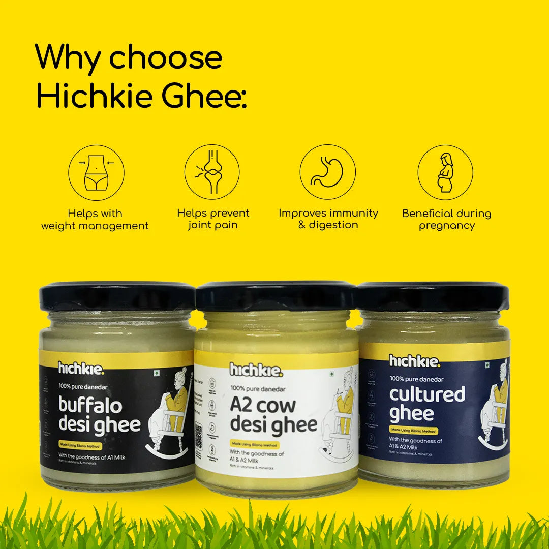 Pack of 3 | 100ml | A2 Cow Desi Ghee | Buffalo Ghee | Cultured Ghee | Bilona Method | Lab Tested.