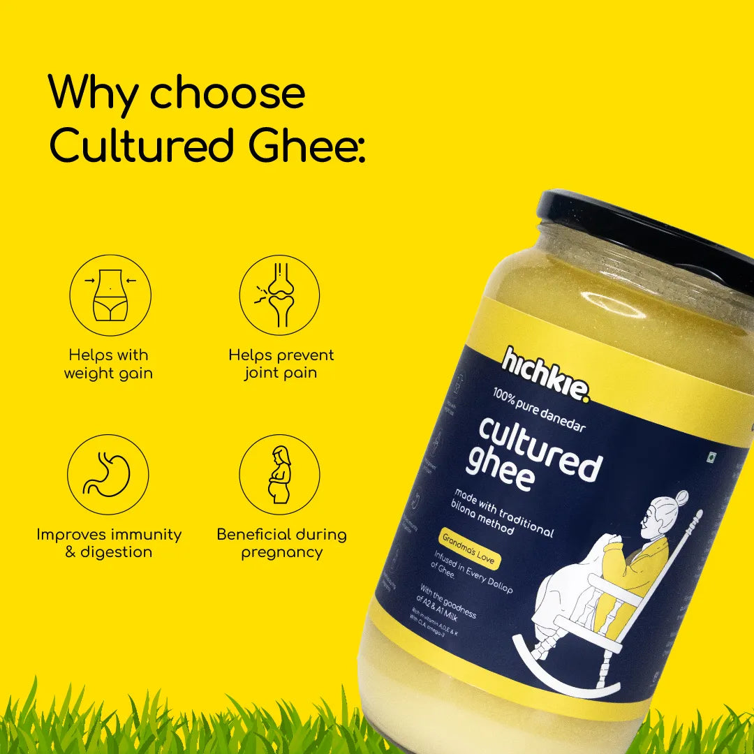 Cultured Ghee 1000 ml | Bilona Method | Cream-Churned | Lab Tested.