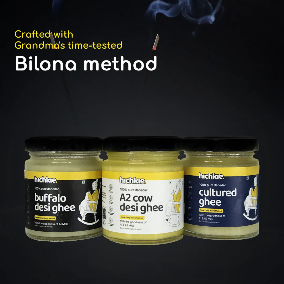 Pack of 3 | 100ml | A2 Cow Desi Ghee | Buffalo Ghee | Cultured Ghee | Bilona Method | Lab Tested.
