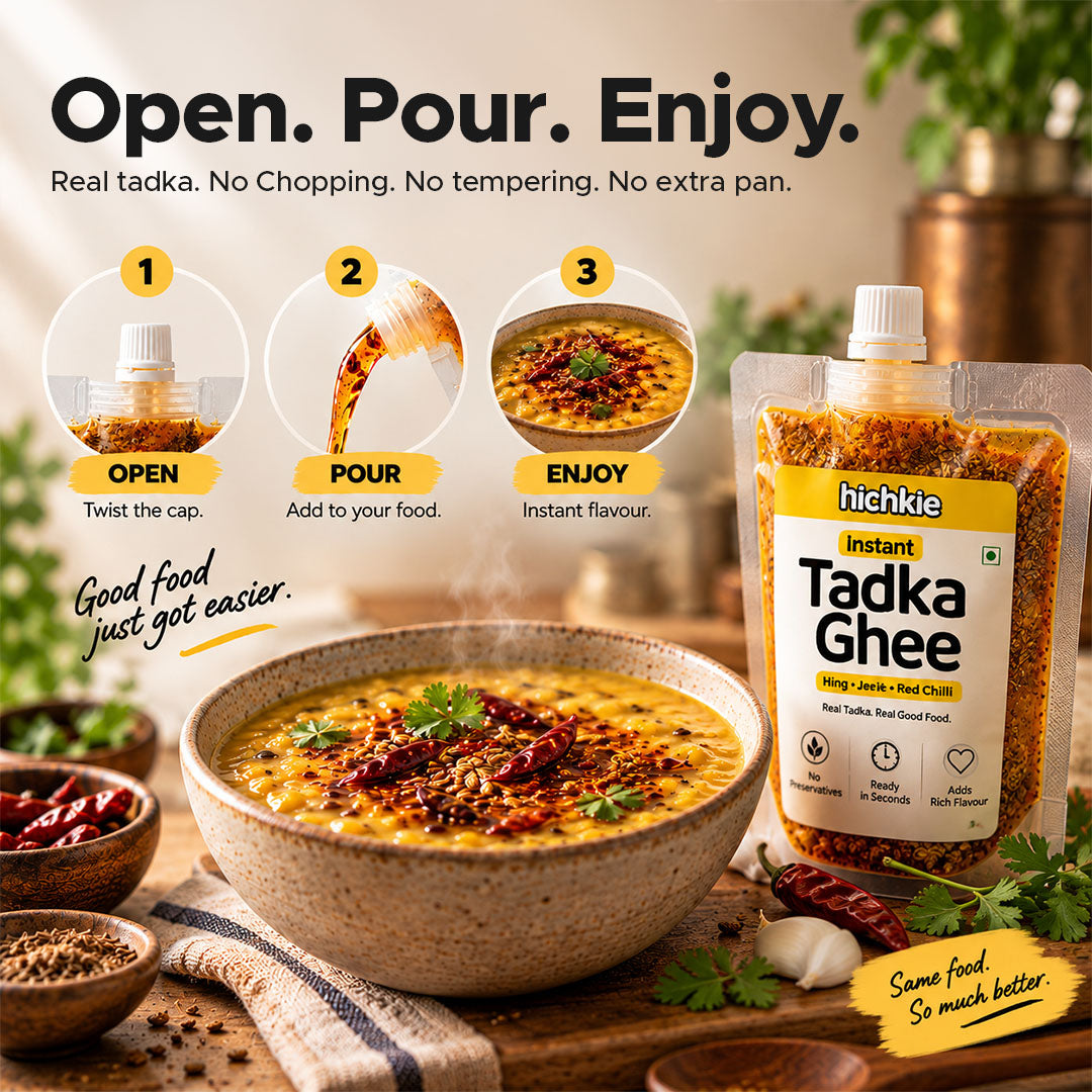 Hichkie Instant Tadka Ghee | Spiced A2 Cow Ghee Seasoning for Daily Meals