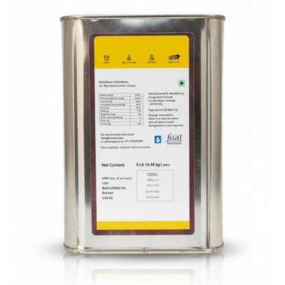 A2 Cow Ghee 5 Ltr | Bilona Method | Curd-Churned | Lab Tested.