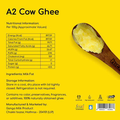 A2 Cow Ghee 500 ml | Bilona Method | Curd-Churned | Lab Tested.