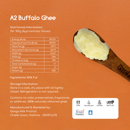 A2 Buffalo Ghee 100 ml | Bilona Method | Curd-Churned | Lab Tested.
