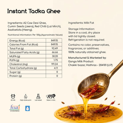 Hichkie Instant Tadka Ghee | Spiced A2 Cow Ghee Seasoning for Daily Meals