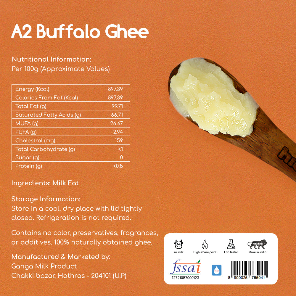 Buffalo Desi Ghee 1000ml | Bilona Method | Curd-Churned | Lab Tested.