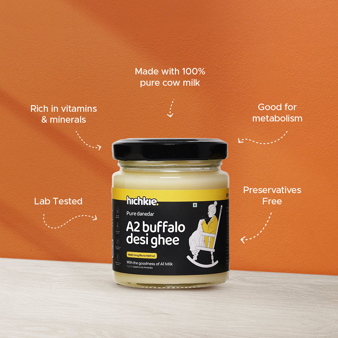 Hichkie A2 buffalo ghee 100ml jar, bilona-churned