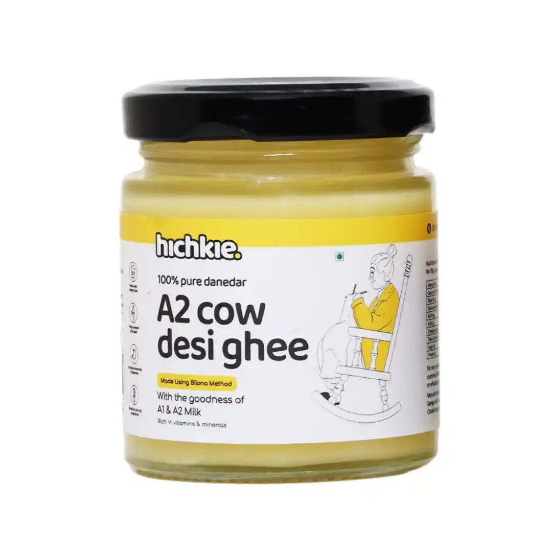 Hichkie A2 cow ghee 100ml glass jar, bilona-churned
