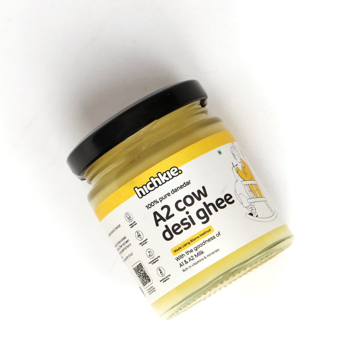 Hichkie A2 cow ghee 100ml jar, bilona-churned