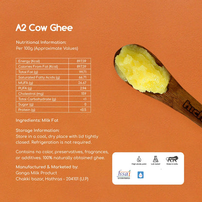 Hichkie A2 cow desi ghee 1 litre jar, bilona-churned