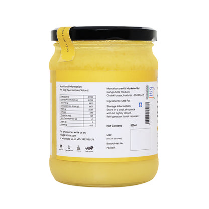 Hichkie A2 cow ghee 500ml jar, bilona-churned