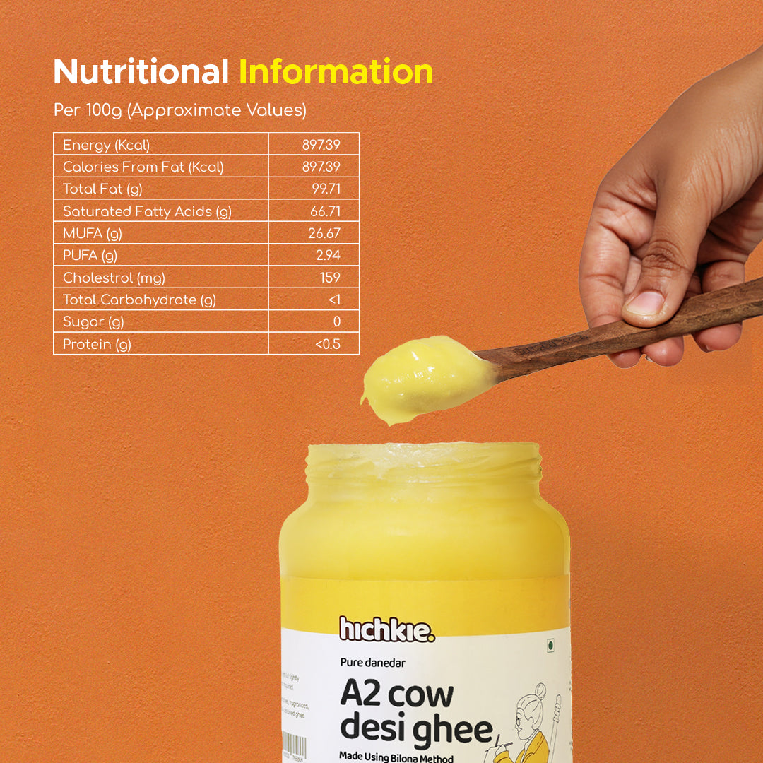 Hichkie A2 cow ghee 500ml jar, bilona-churned