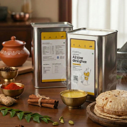 Hichkie A2 cow ghee 5 litre tin, bilona-churned