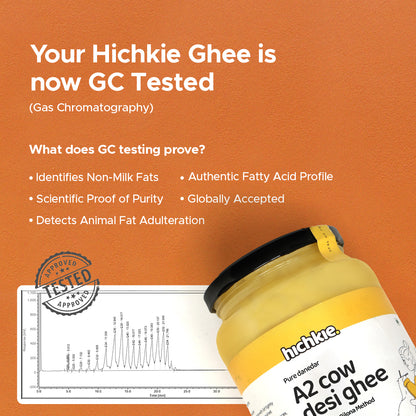 Hichkie A2 cow ghee, bilona-churned glass jars