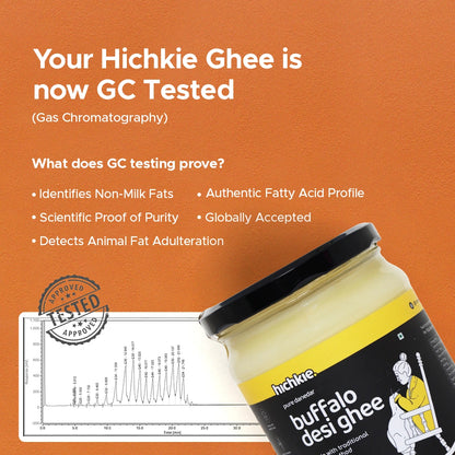 Hichkie buffalo desi ghee 500ml jar, bilona-churned