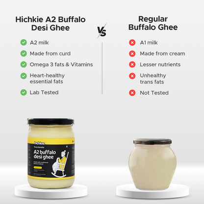 Hichkie buffalo desi ghee 500ml jar, bilona-churned