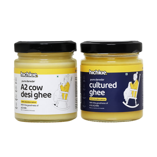Hichkie ghee pack of two 180ml jars: A2 cow and cultured
